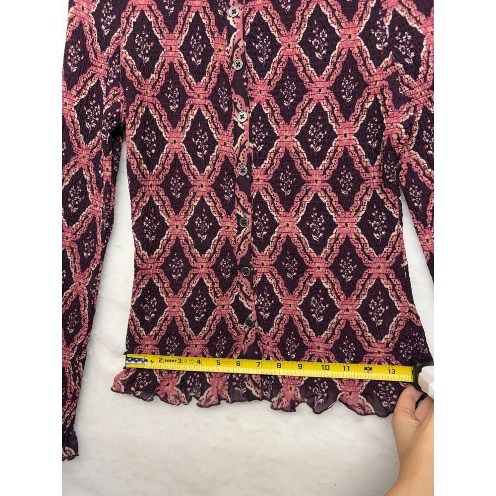 Free People Caught A Feeling Cardi button cardigan with smocked detailing medium - Picture 3 of 5